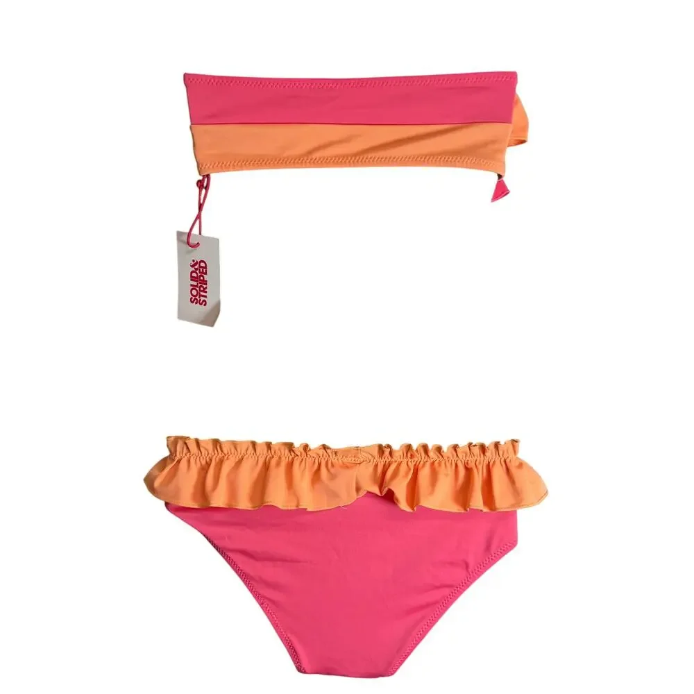 Solid & Striped Kaia Ruffle Bikini Set Pink Orange Women’s Medium NWT Swim - Picture 3 of 7